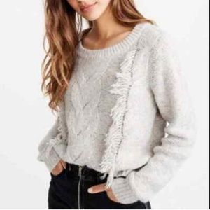 A&F Abercrombie & Fitch Heather Grey Tassle Sweater Sz Medium